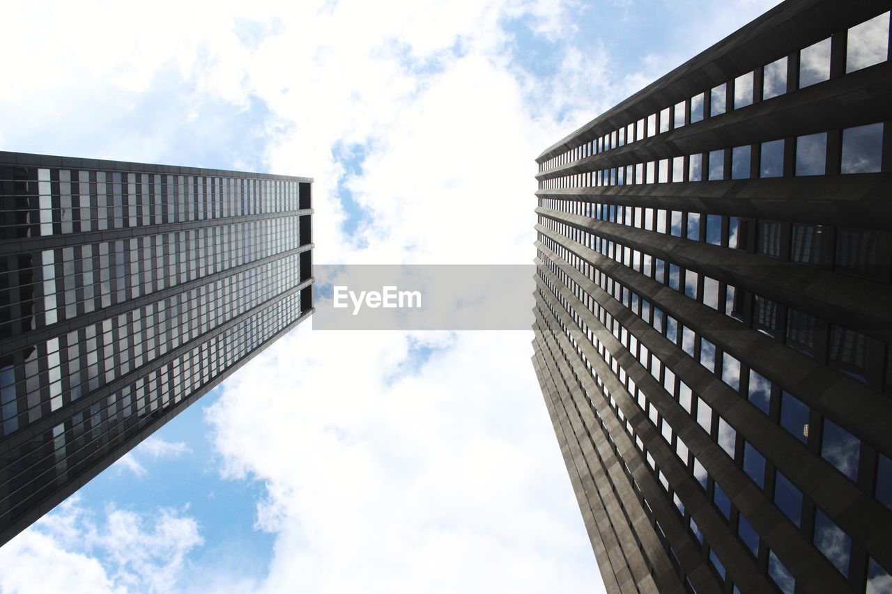 Low angle view of modern building against sky