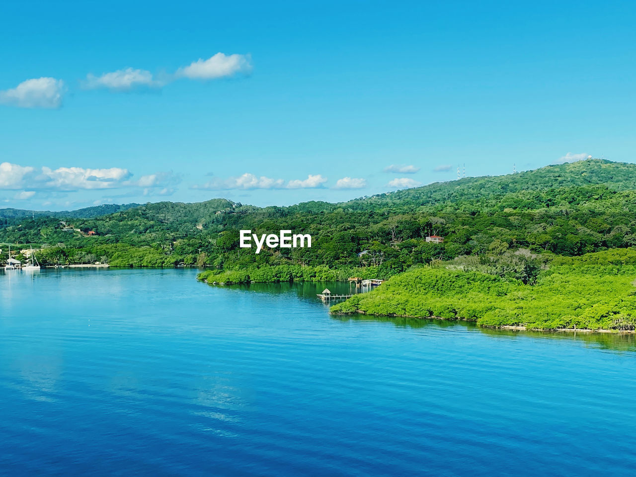 Scenic view of lake against sky