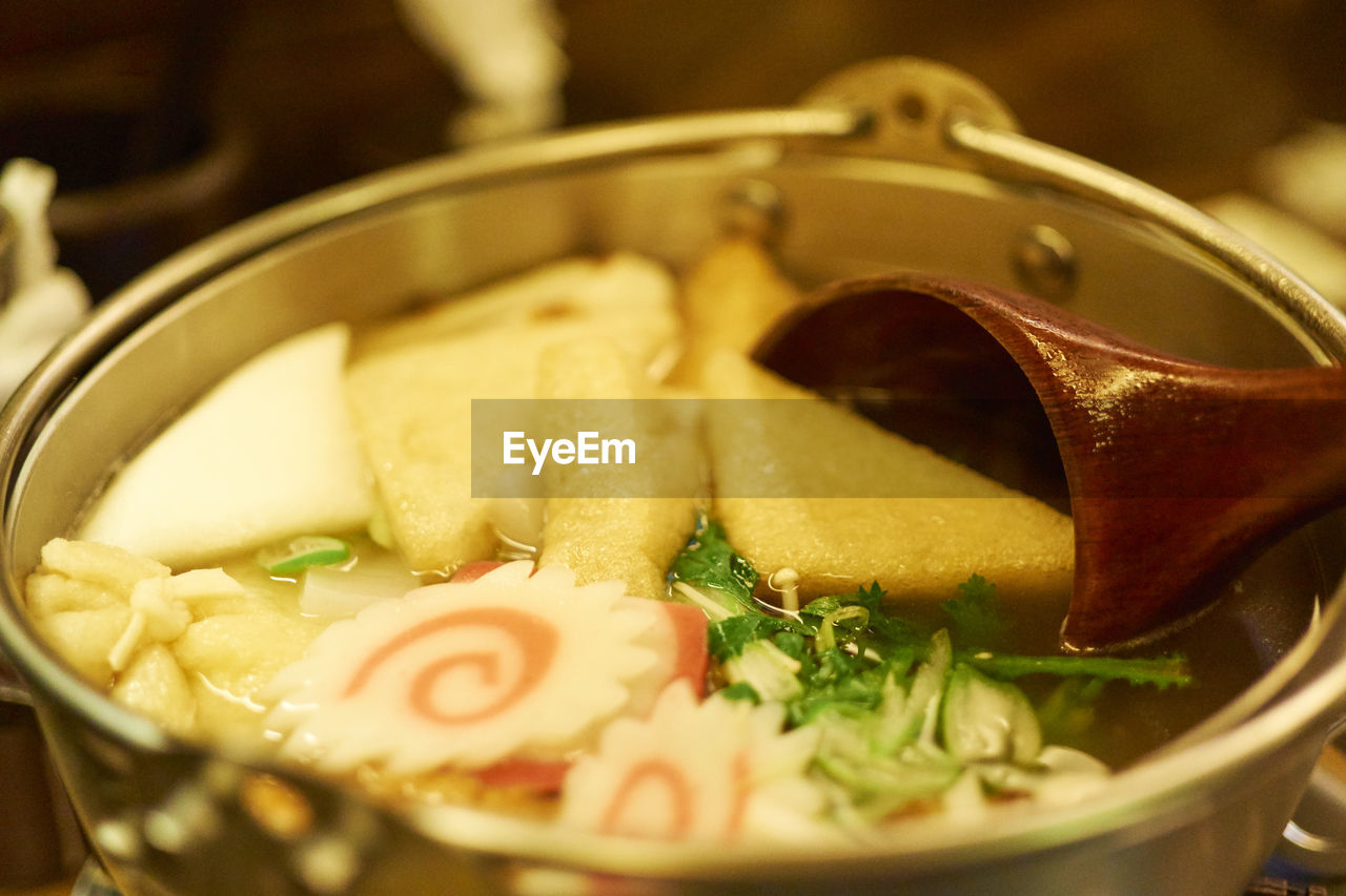 Close-up of soup in container