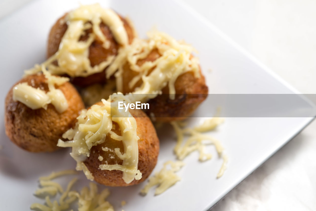 High angle view of food in plate