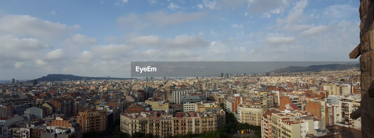 High angle view of city against sky