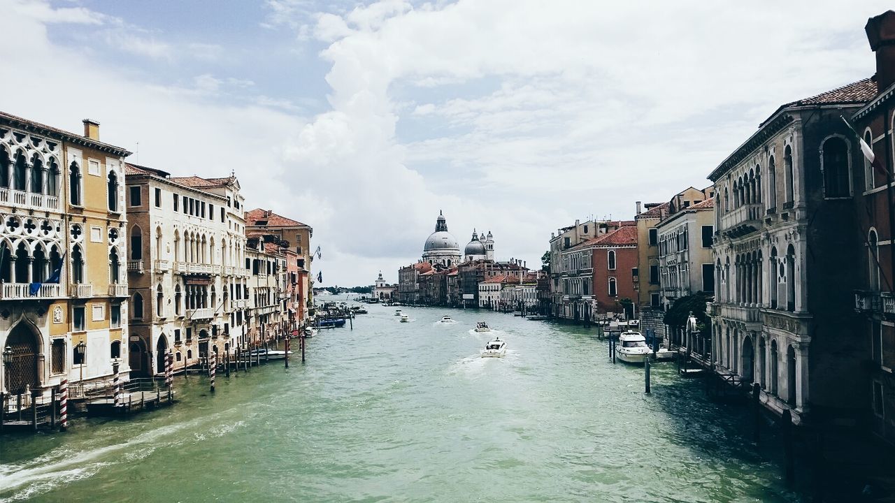 View of canal passing through city