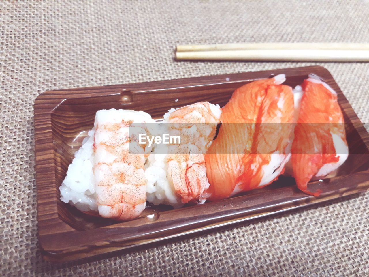 High angle view of sushi in plate