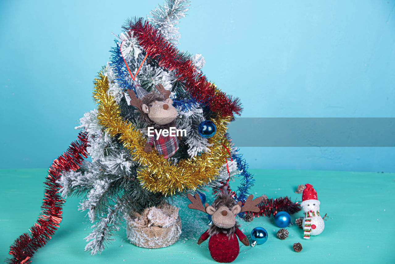 Close-up of christmas decoration on table