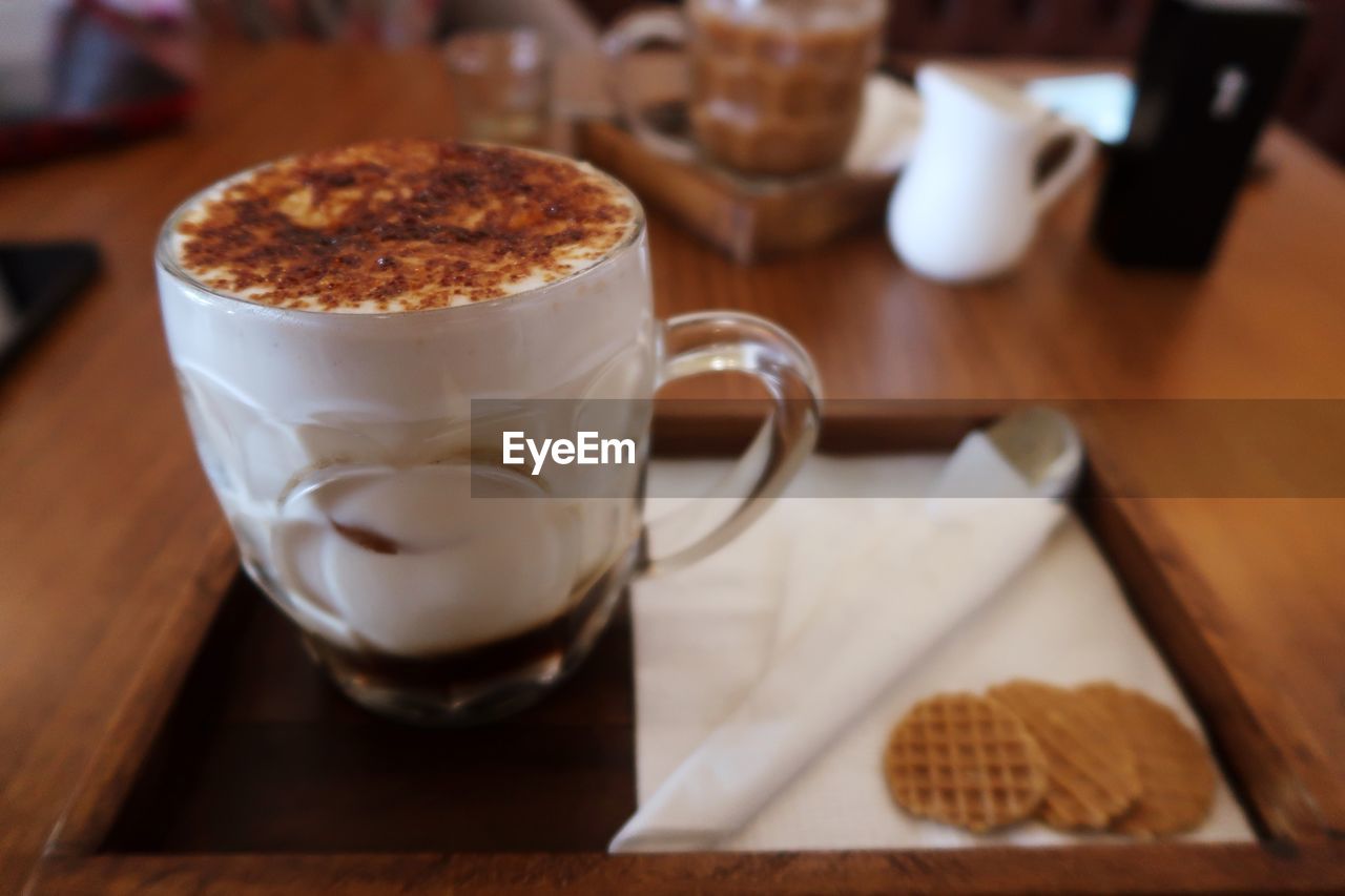 Close-up of coffee cup on table