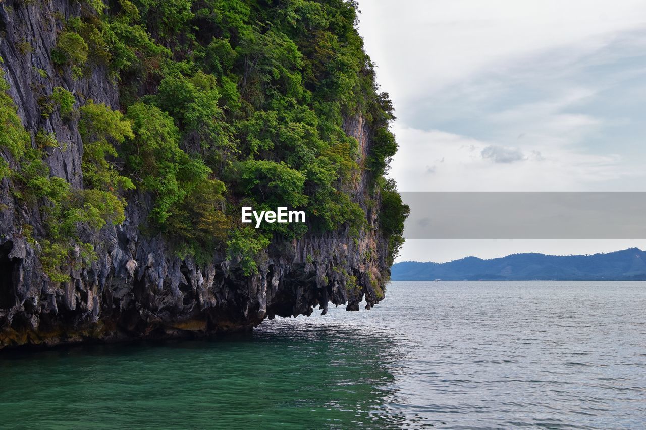 Island ocean tropical forest views near phi phi, ko rang yai, ko li pe phuket thailand asia.