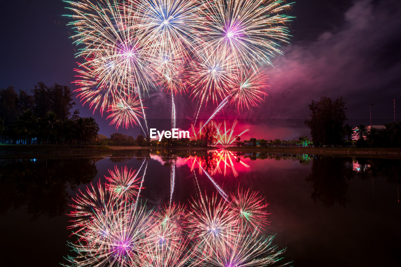 Firework display during celebration at night