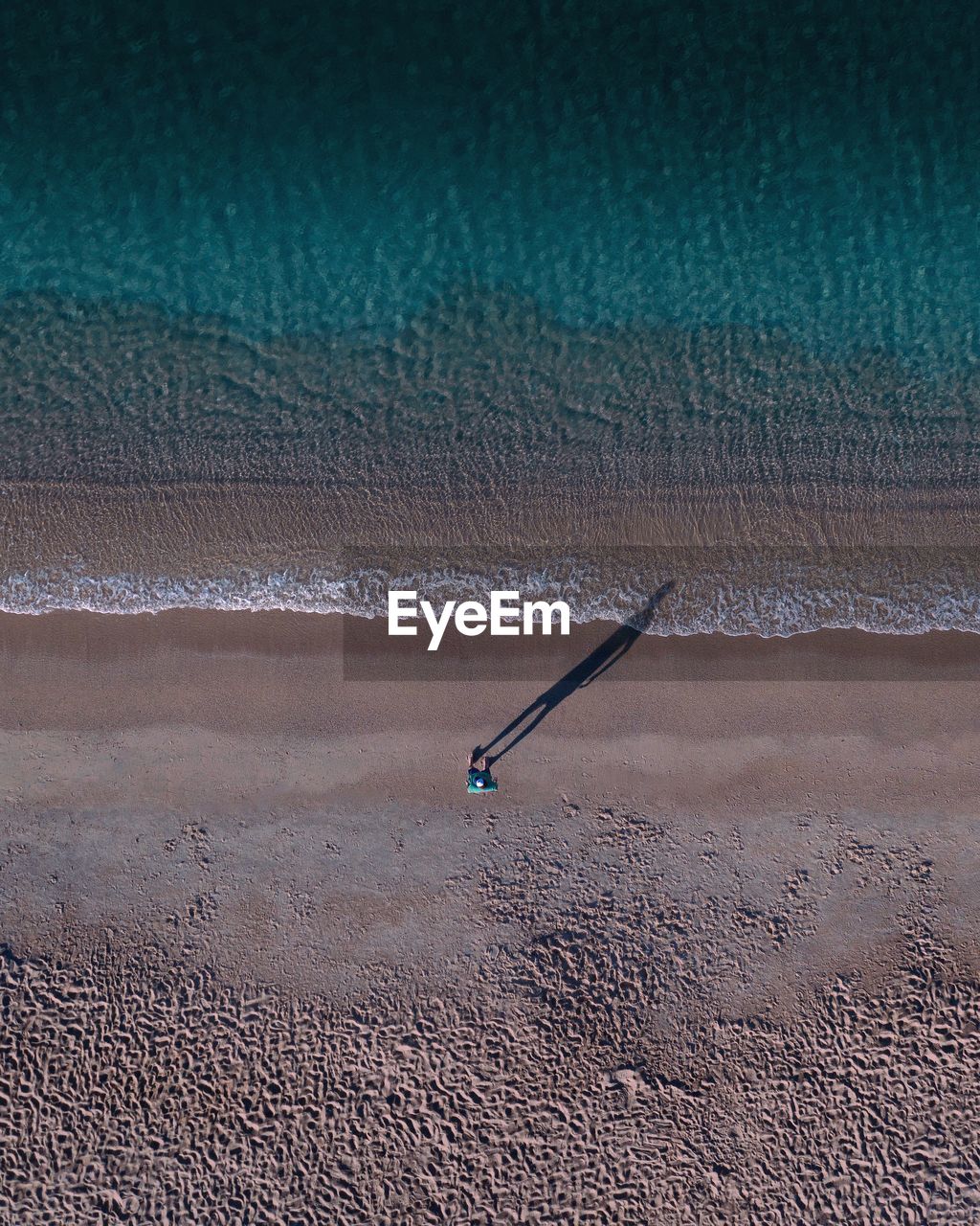 Aerial view of man on beach