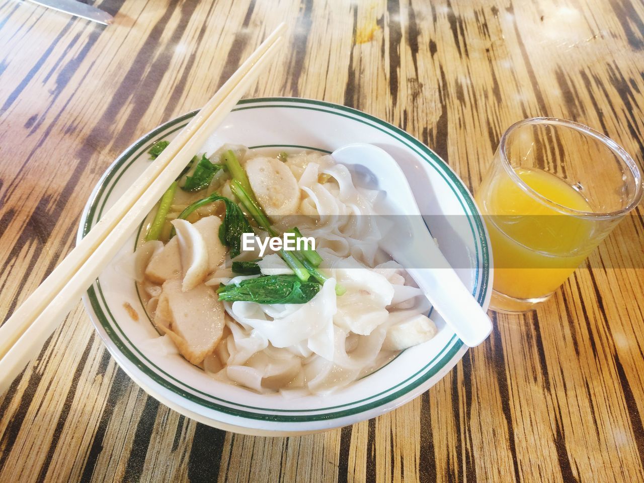 High angle view of food in bowl on table