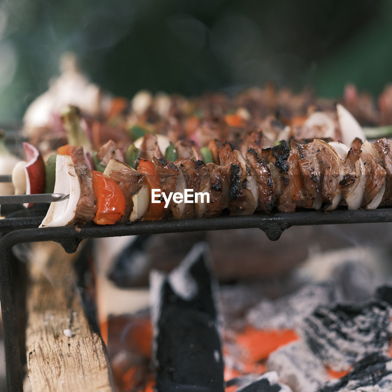 close-up of food on barbecue grill