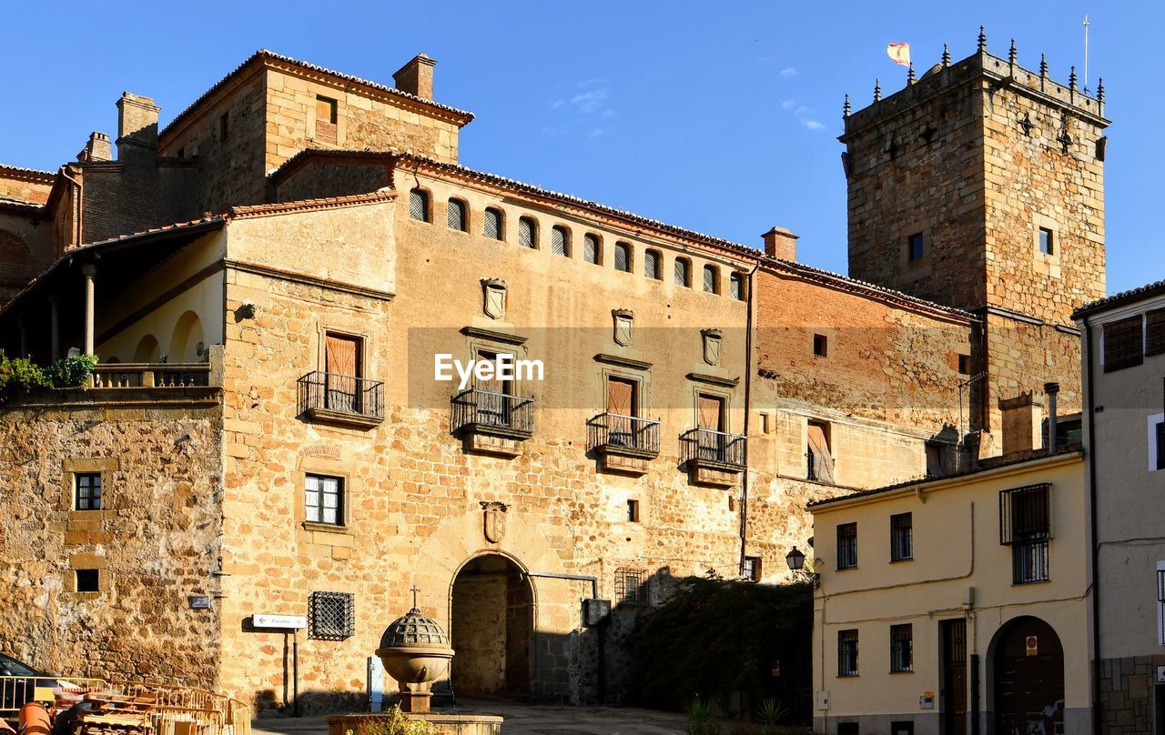 Low angle view of buildings against sky