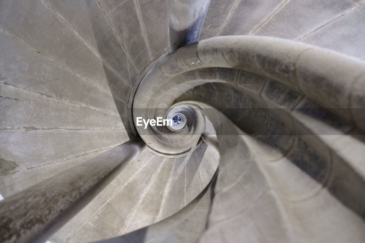 Directly below shot of spiral staircase