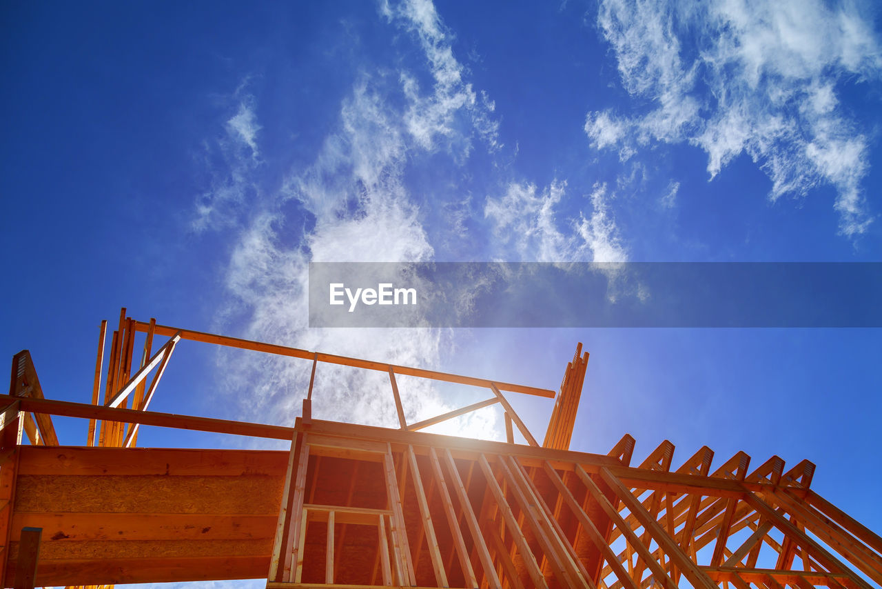 Low angle view of built structure against sky during sunny day