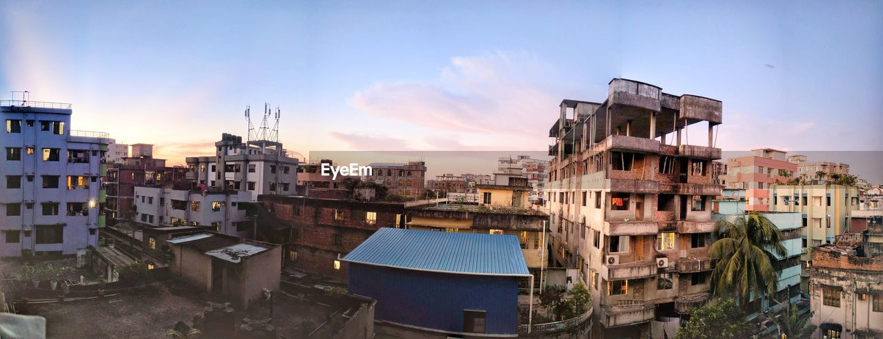 Panoramic view of cityscape against sky