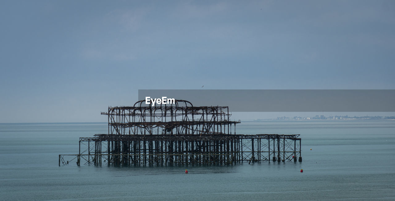 Burnt remains of the west pier at brighton, east sussex, uk