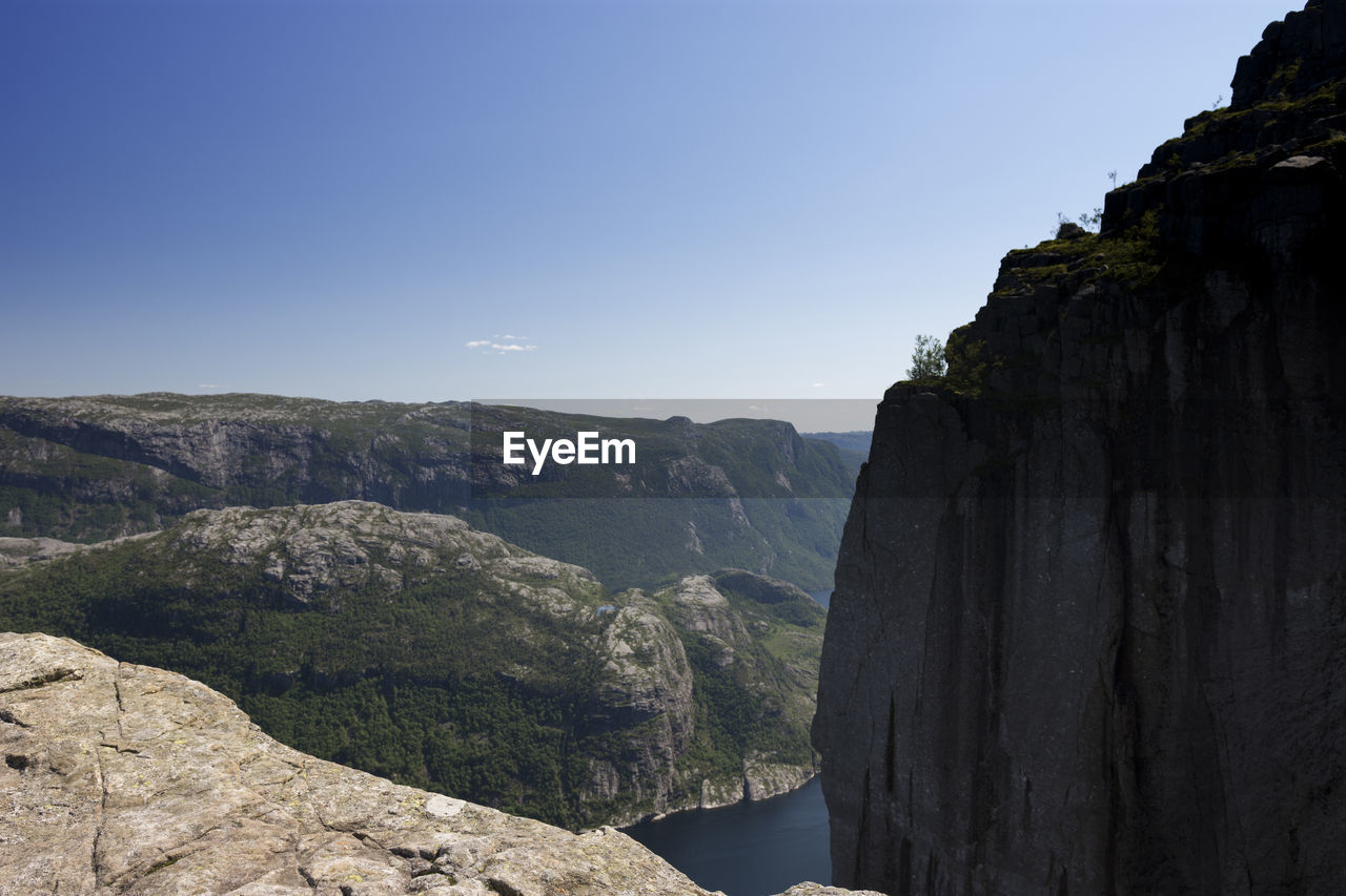 Scenic view of mountains against clear sky