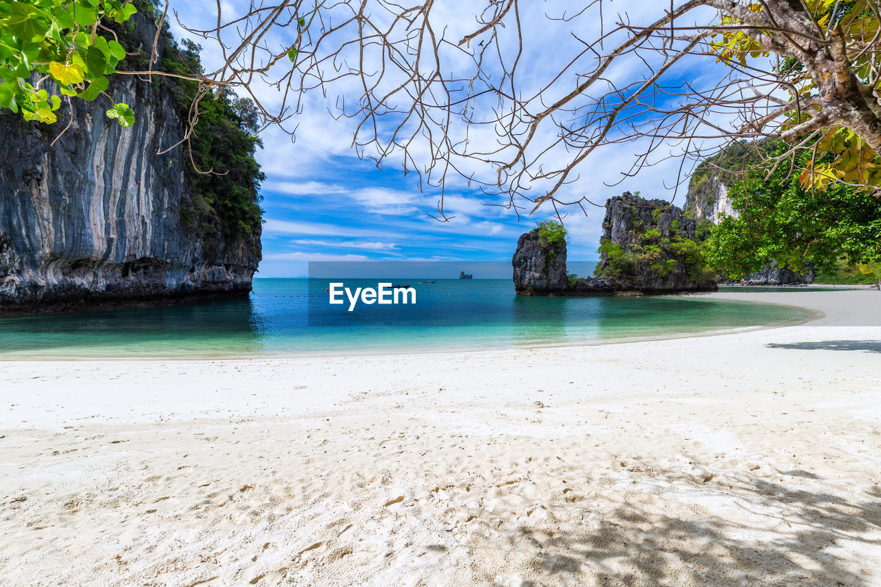 Scenic view of beach against sky