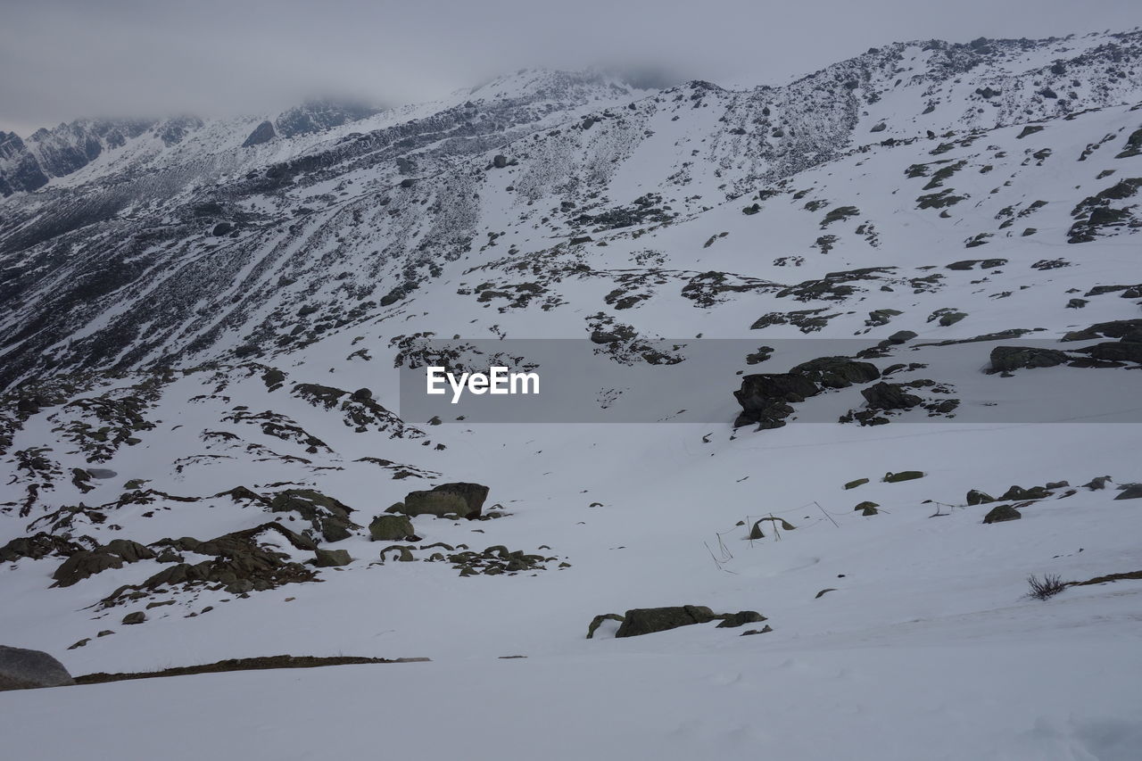 SNOW COVERED MOUNTAIN AGAINST SKY