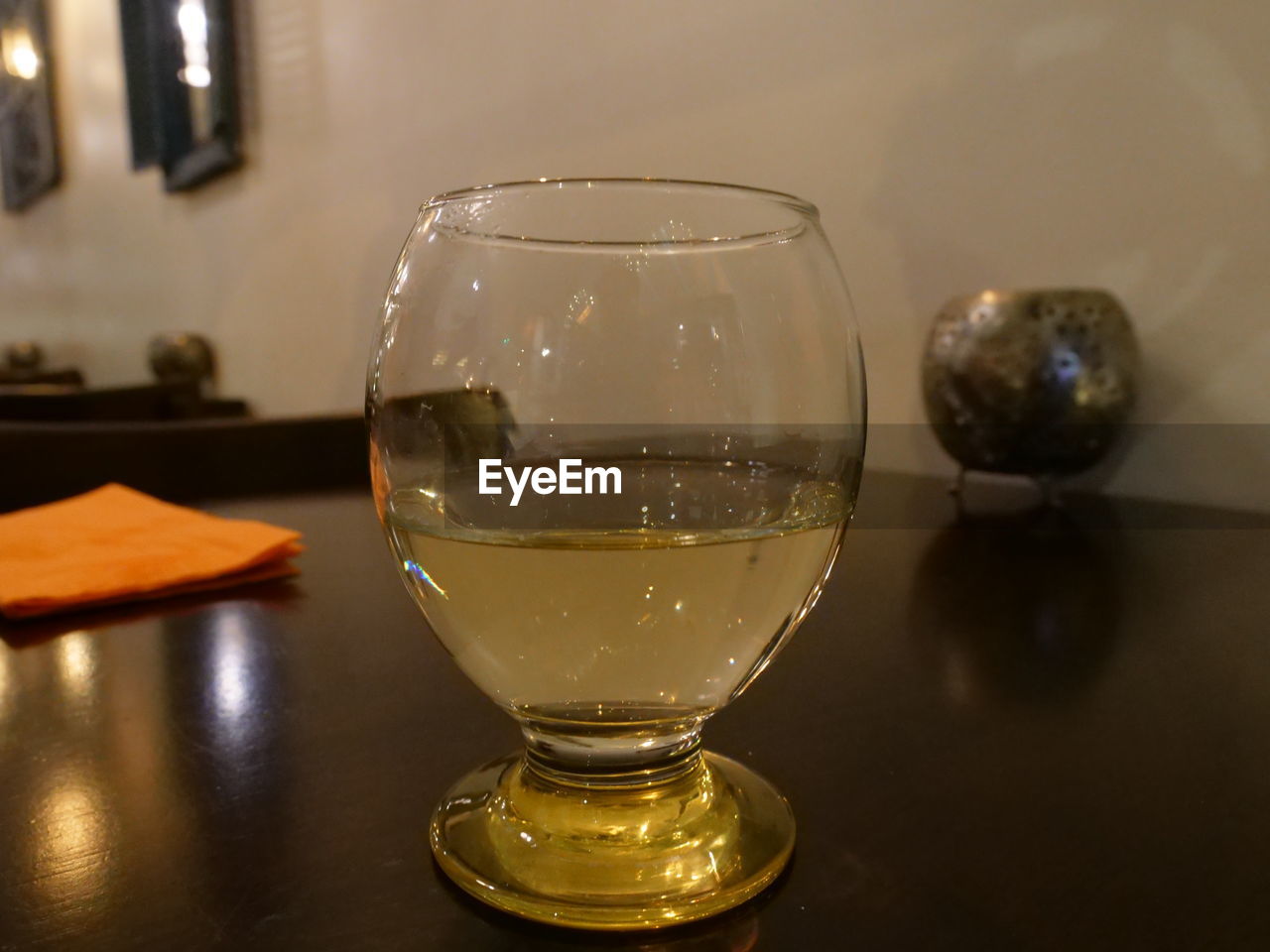 Close-up of beer in glass on table