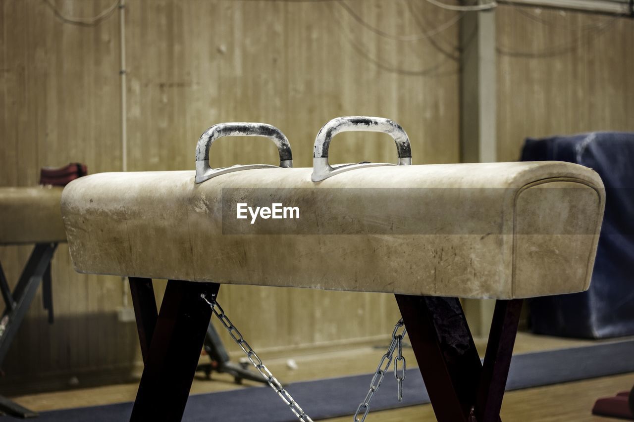 Close-up of pommel horse