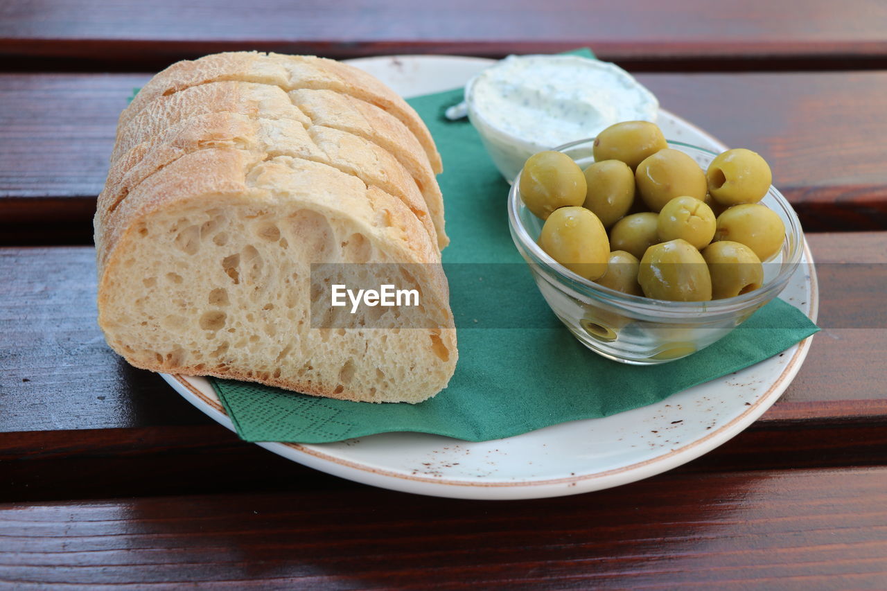 Close-up of food in plate on table