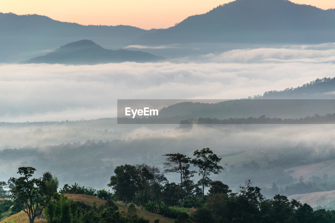 Scenic view of mountains against sky