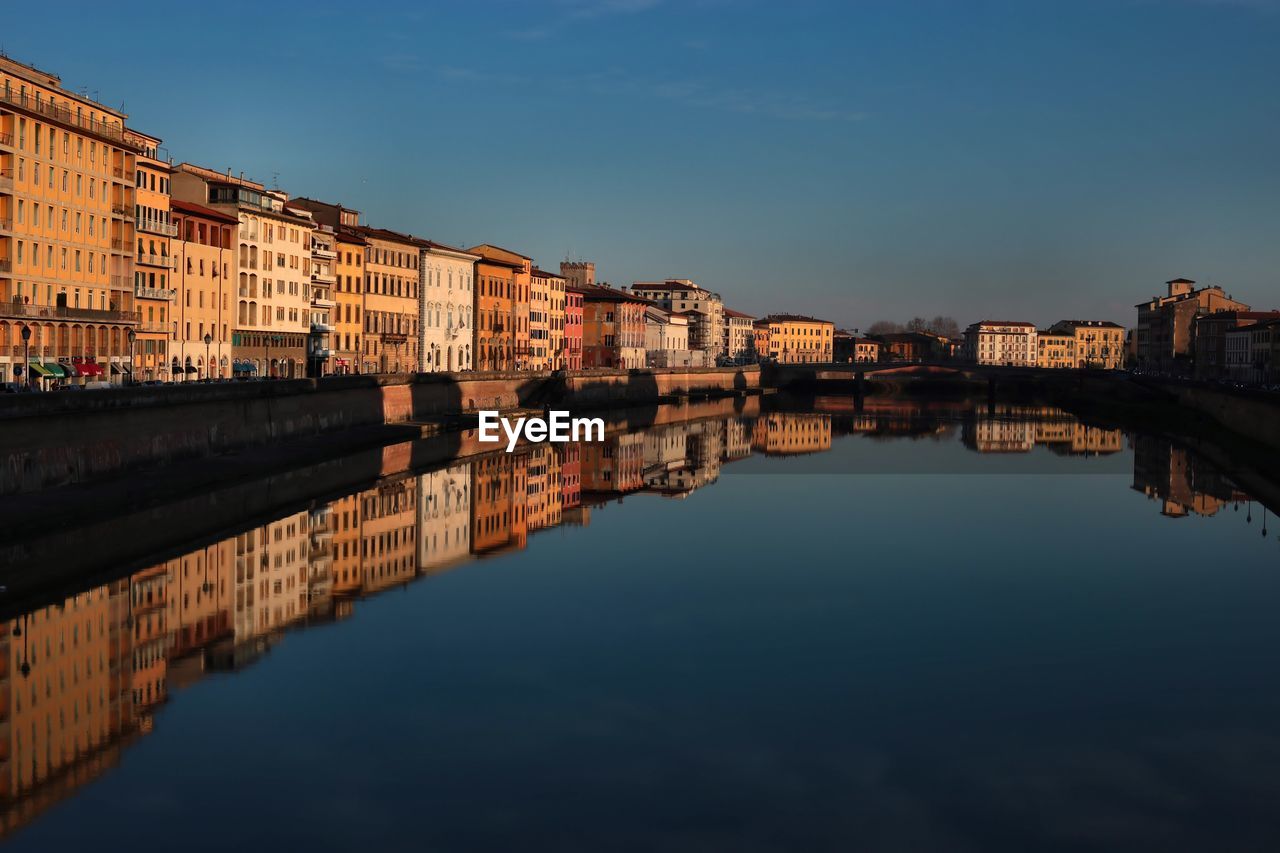 Reflection of buildings in city