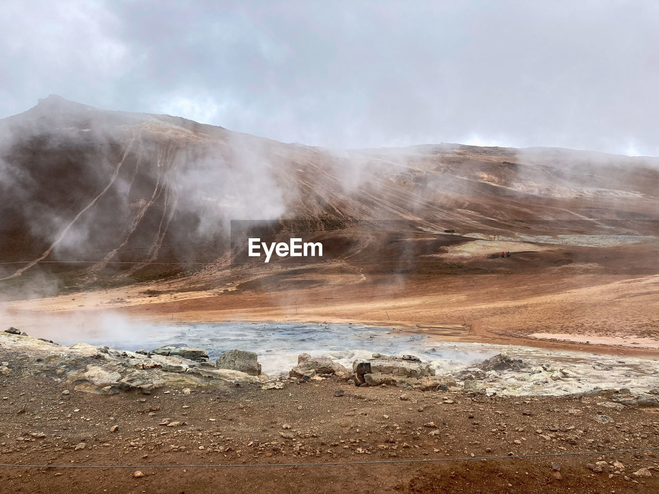 The impressive steaming geothermal fields hverir in iceland