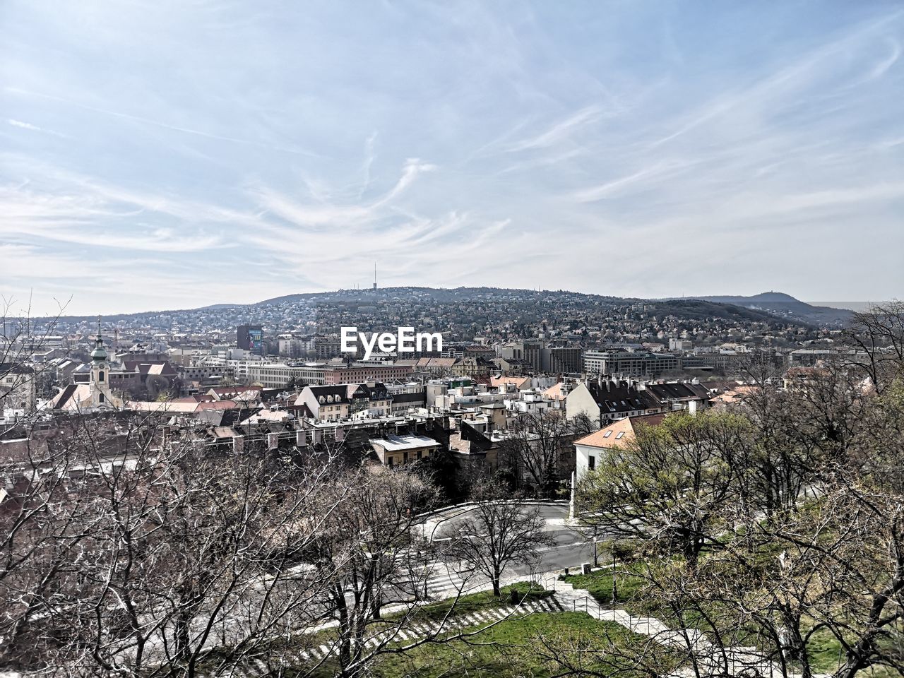 High angle view of townscape against sky