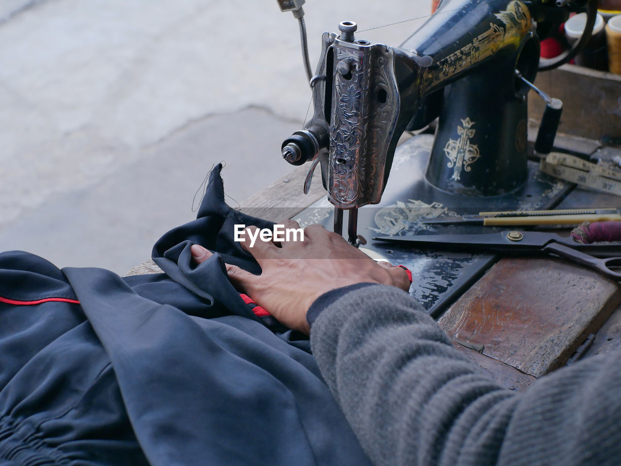 Close-up of sewing machine