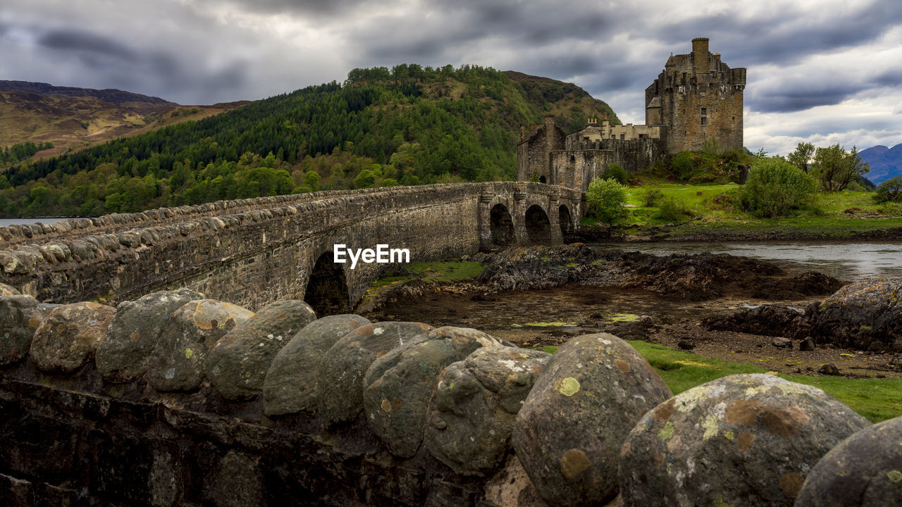 Old castle against cloudy sky