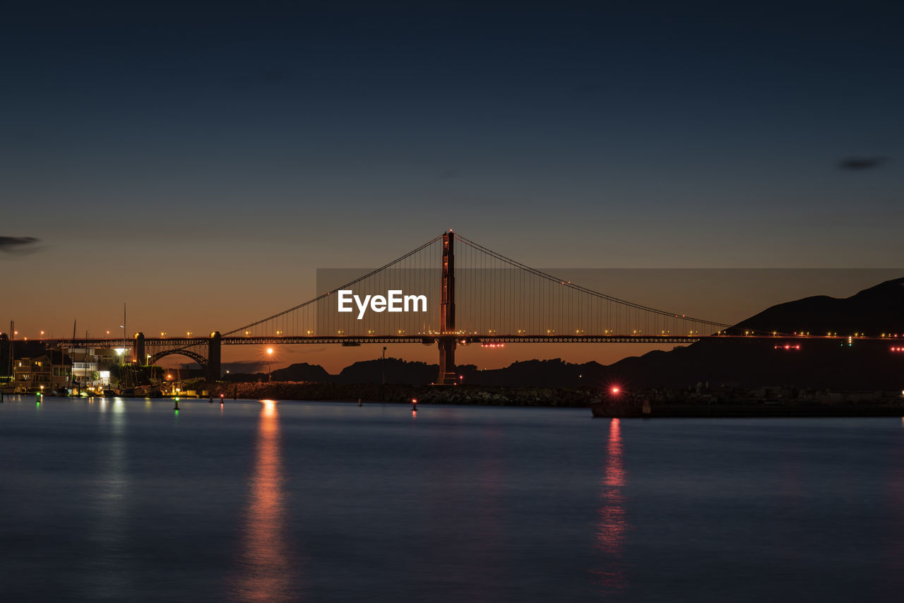 View of suspension bridge at night