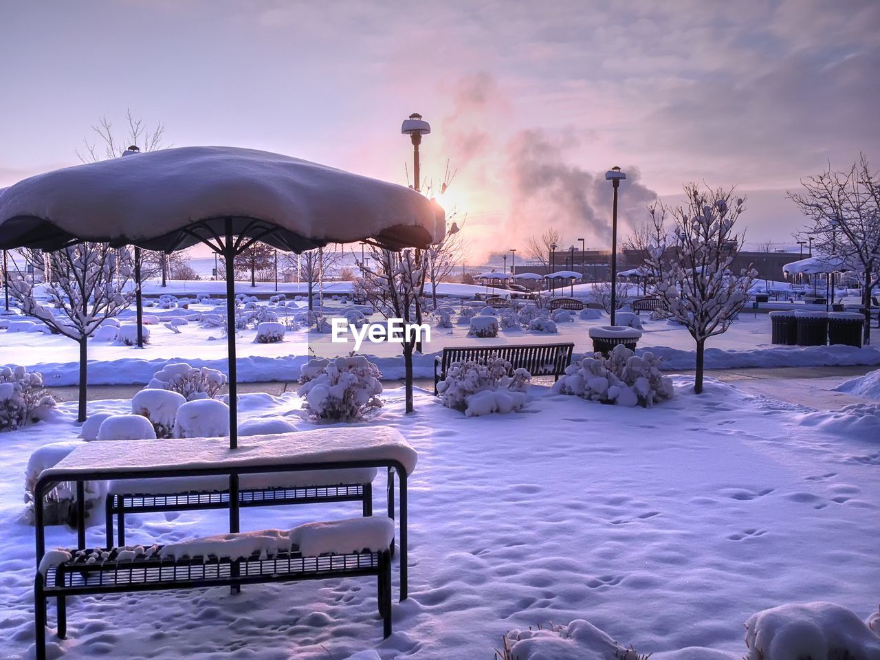 BUILT STRUCTURE ON SNOW COVERED LANDSCAPE