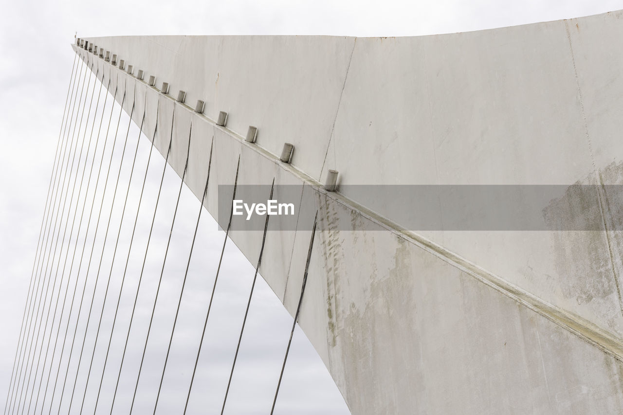 Detail of modern bridge with steel cables in puerto madero