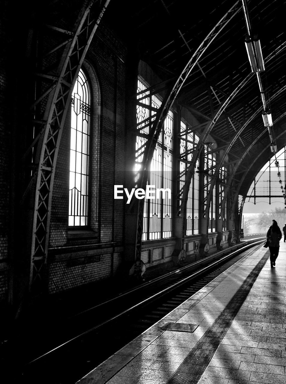 Woman walking on platform at hamburg dammtor railway station