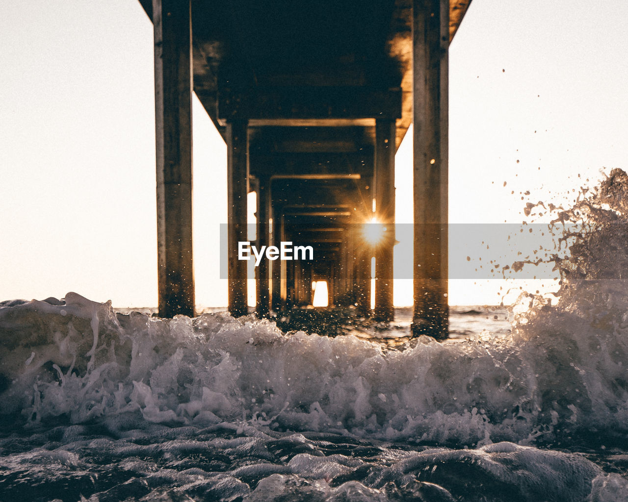 Water splashing under pier