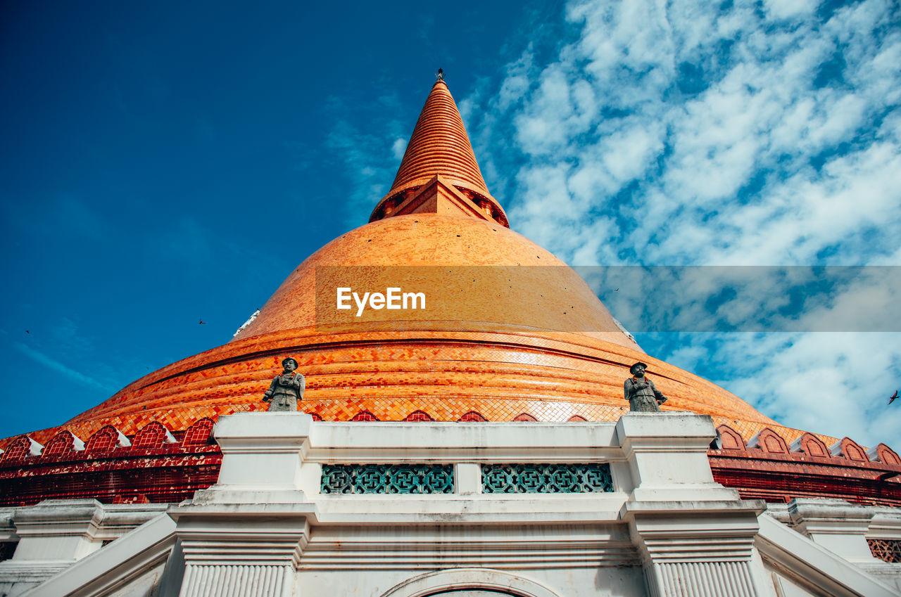 Low angle view of traditional building against sky