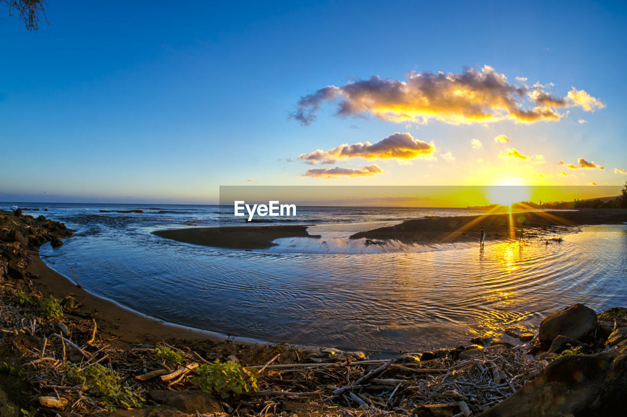 SCENIC VIEW OF SEA DURING SUNSET