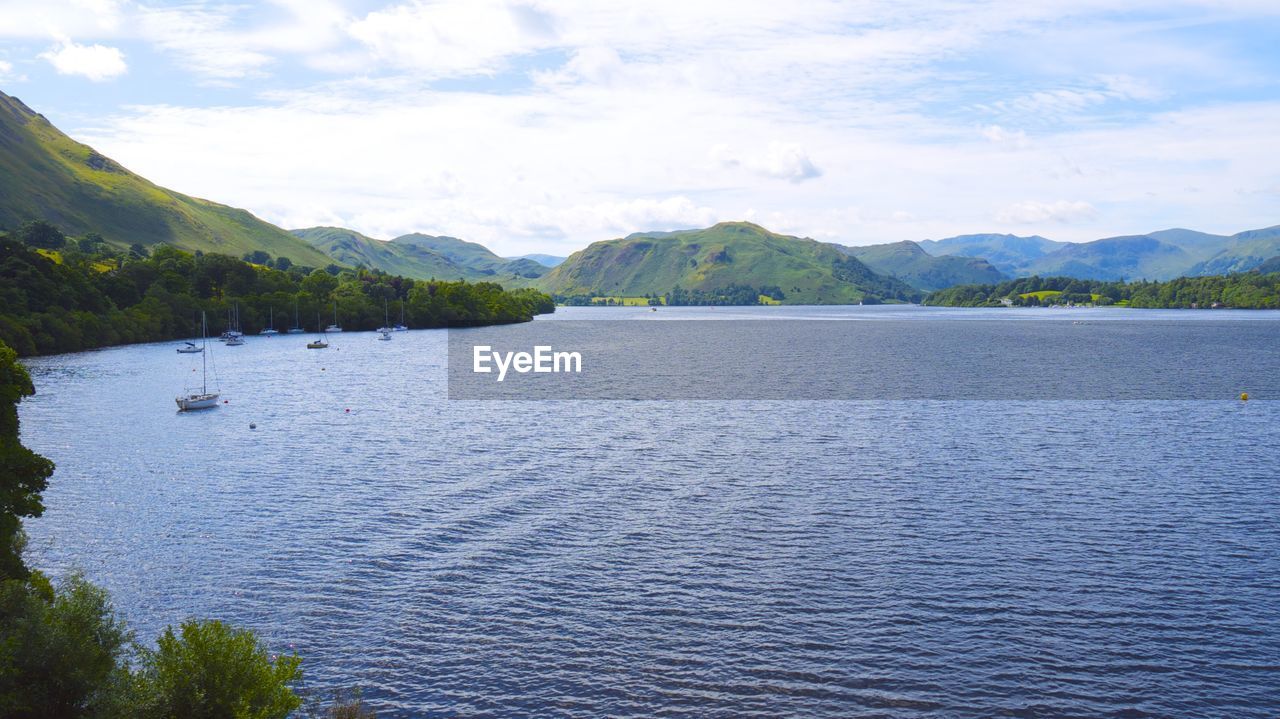 SCENIC VIEW OF LAKE AGAINST MOUNTAINS