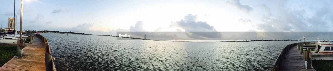 High angle view of calm sea against sky