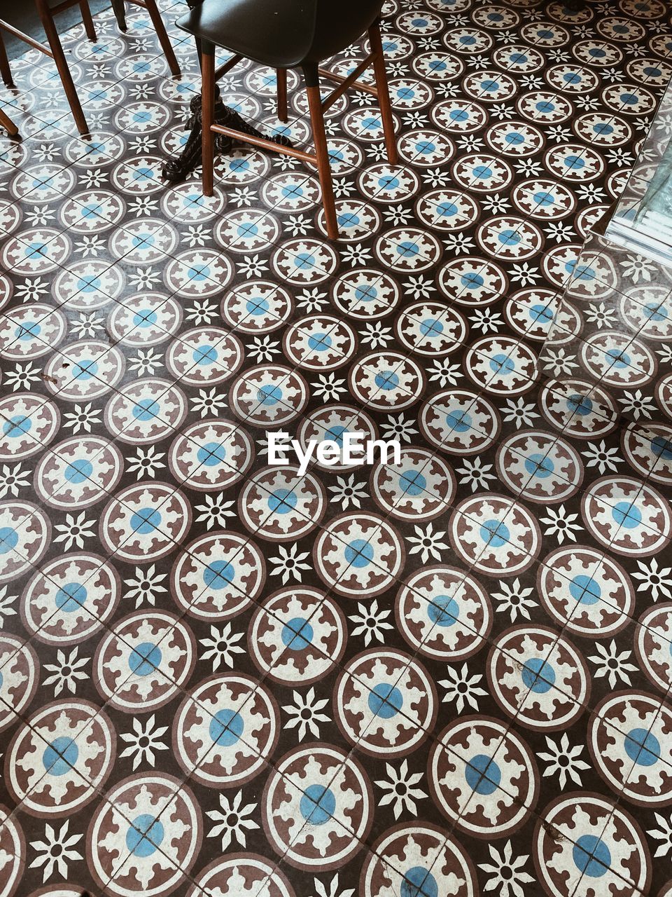 High angle view of floor in a cafe