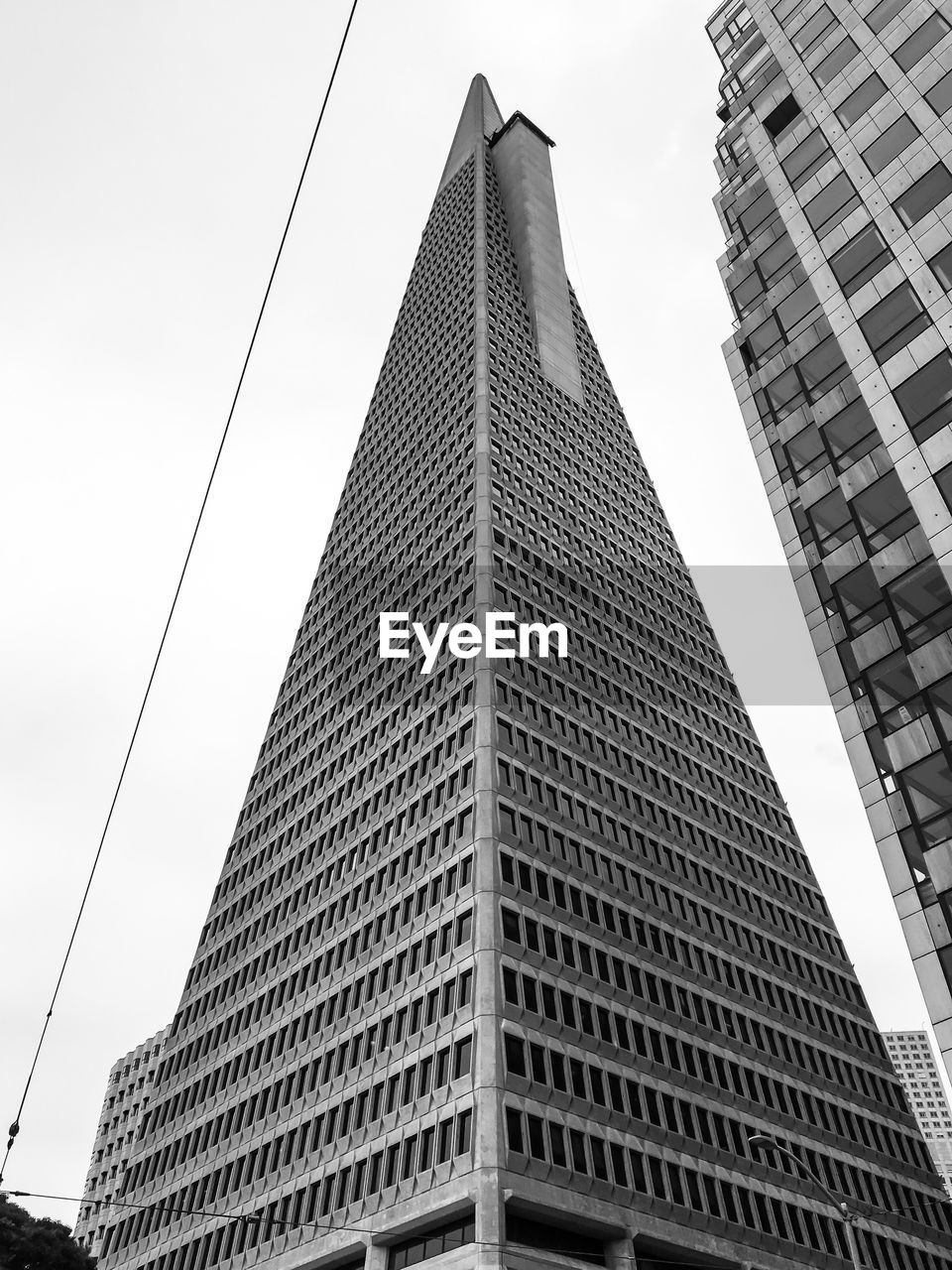 Low angle view of transamerica pyramid against sky