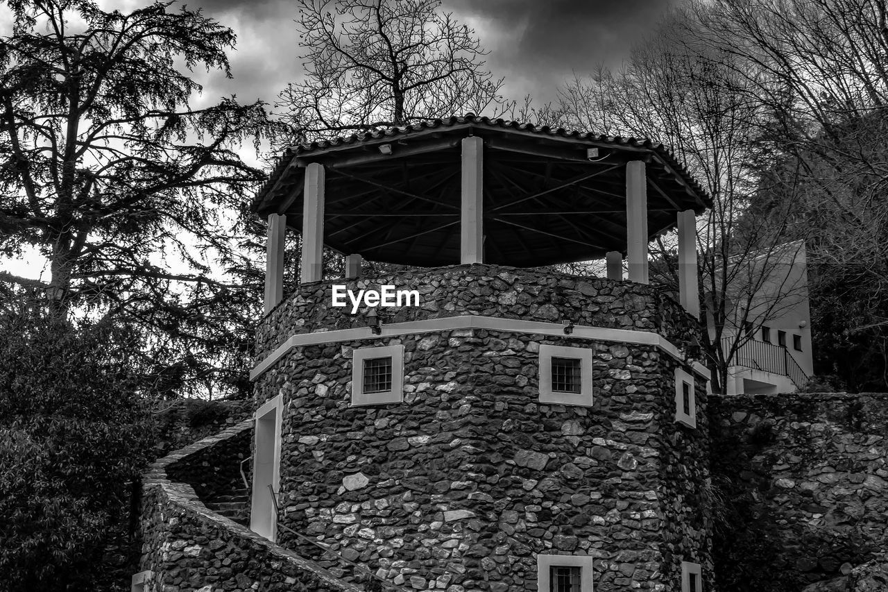 Low angle view of old building against sky