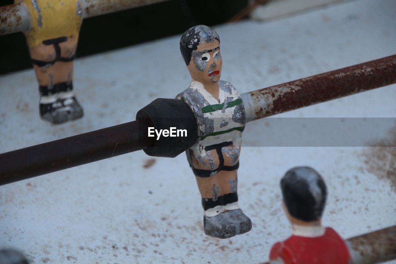 Full frame shot of rusty foosball