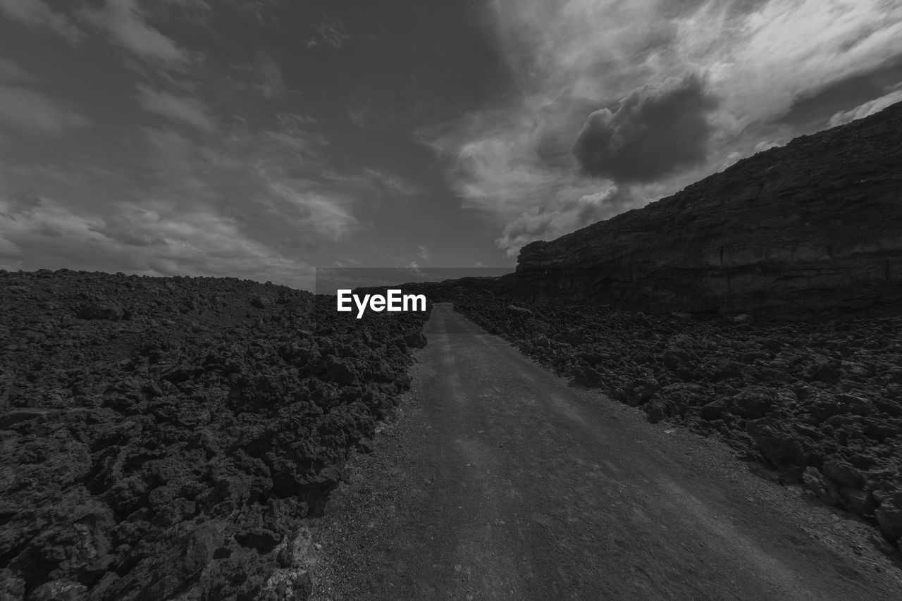 EMPTY ROAD ALONG COUNTRYSIDE LANDSCAPE