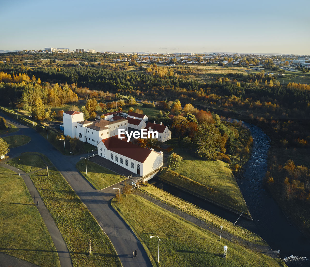 Small settlement in autumn countryside