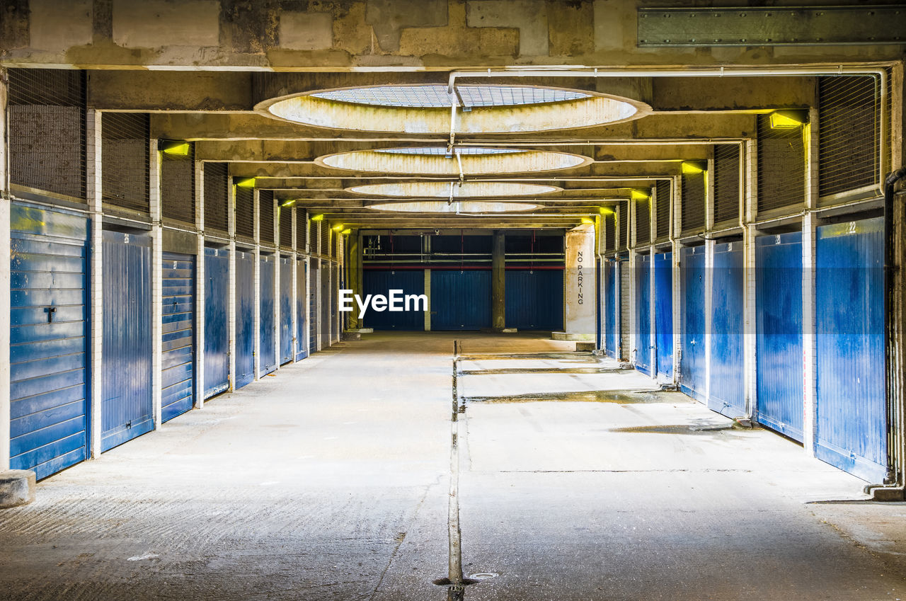 Interior of empty illuminated corridor