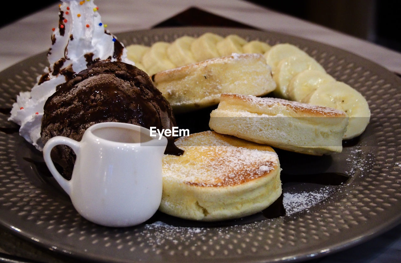 Close-up of breakfast on table