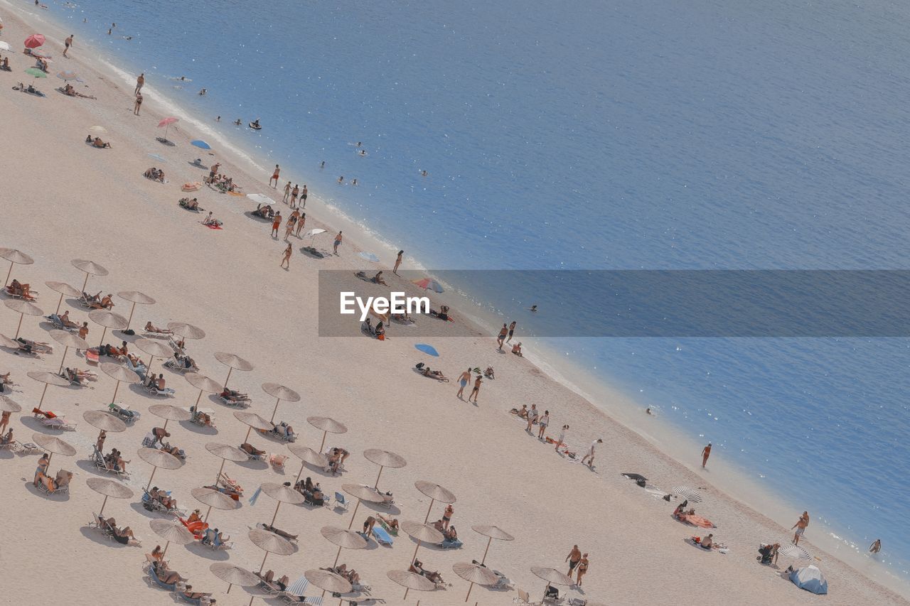 high angle view of people on beach