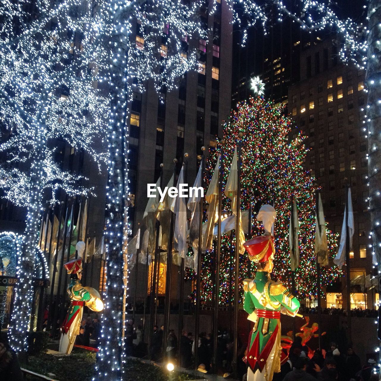 Christmas decoration in city at night